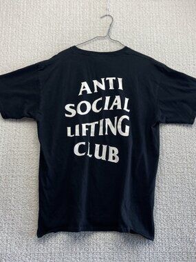 Anti Social Lifting Club Gym / Workout Black T-shirt Adult Graphics Tee Active